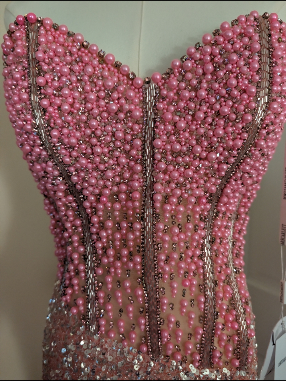 Portia & Scarlett PS26432C Pink Pearl Corset Sequin Formal Prom Gown Dress 6 - Picture 2 of 9